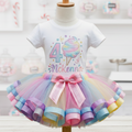 Girls Tutu Outfit Dress Set Cotton Candy Personalized Birthday Party