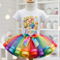 Girls Tutu Outfit Dress Set Emoji Faces Personalized Birthday Party