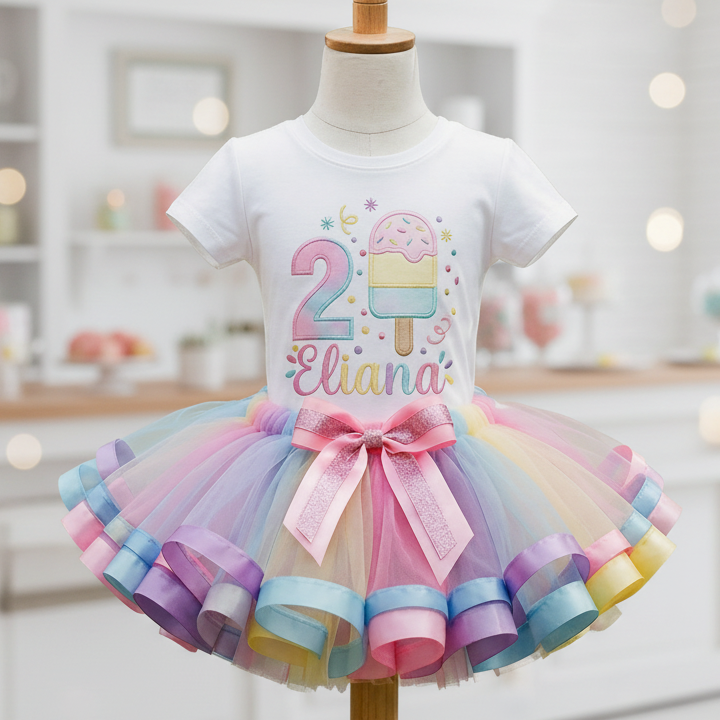 Girls Tutu Outfit Dress Set Ice Cream Popsicle Personalized Birthday Party